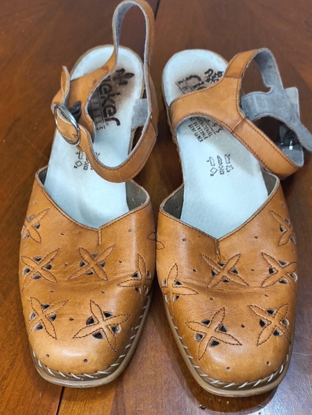Rieker Antistress Tan Leather Slingback Clogs - Comfort Footbed Size 40 H6